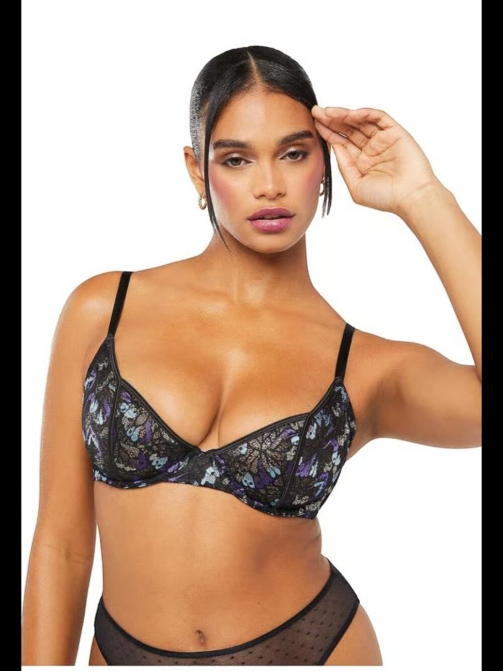 Savage X Fenty Butterfly Wings Tulip Cup Bra 36DD Wave Rider Blue Unlined